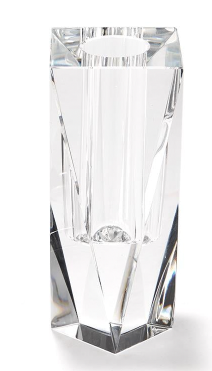 Faceted Hand-Cut Crystal Glass Bud Vase in Gift Box - Triangle