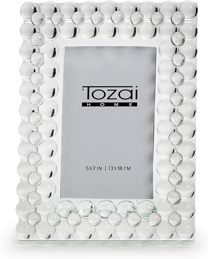 Two's Company Layered Bubbles Crystal Glass 5x7 Inches Photo Frame