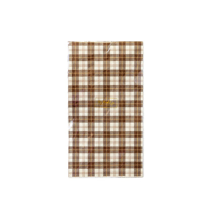 Harvest Brown Plaid Paper Dinner Napkin