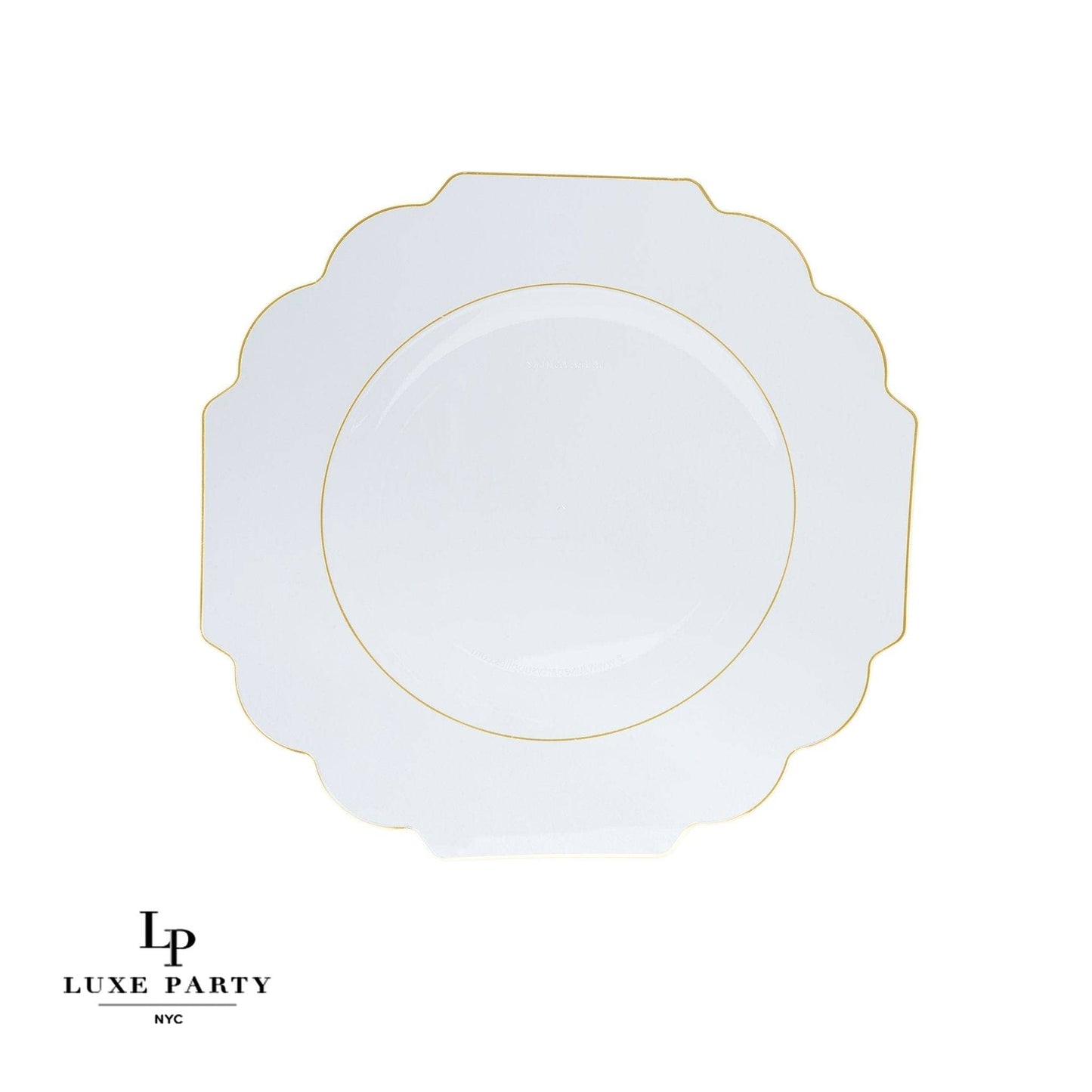 Scalloped Clear • Gold Plastic Plates | 10 Pack: 10 Plastic Plates / 8" Appetizer Plates