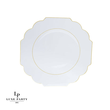 Scalloped Clear • Gold Plastic Plates | 10 Pack: 10 Plastic Plates / 8" Appetizer Plates