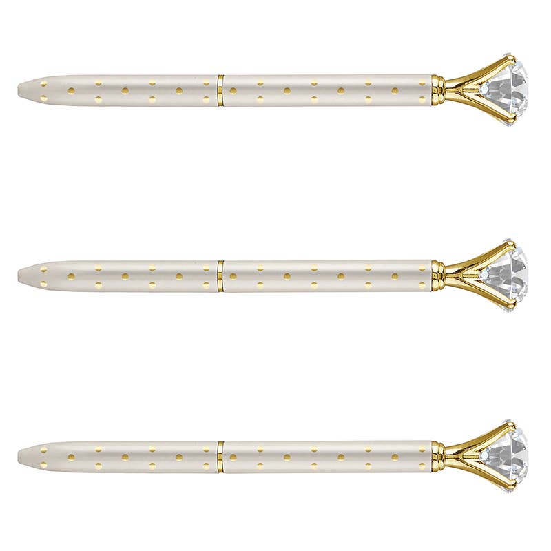 Gem Pen - Ivory/Metallic Dot