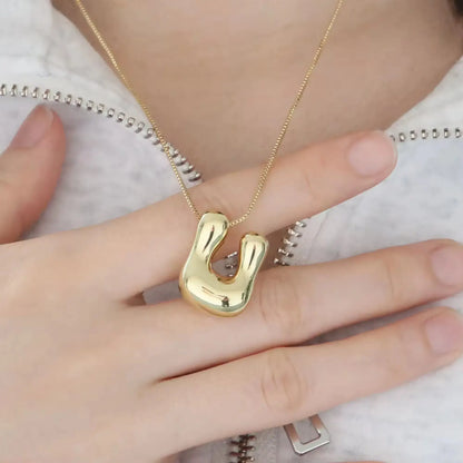 Groovy Large Bubble Initial Alphabet Necklace Pendant: A