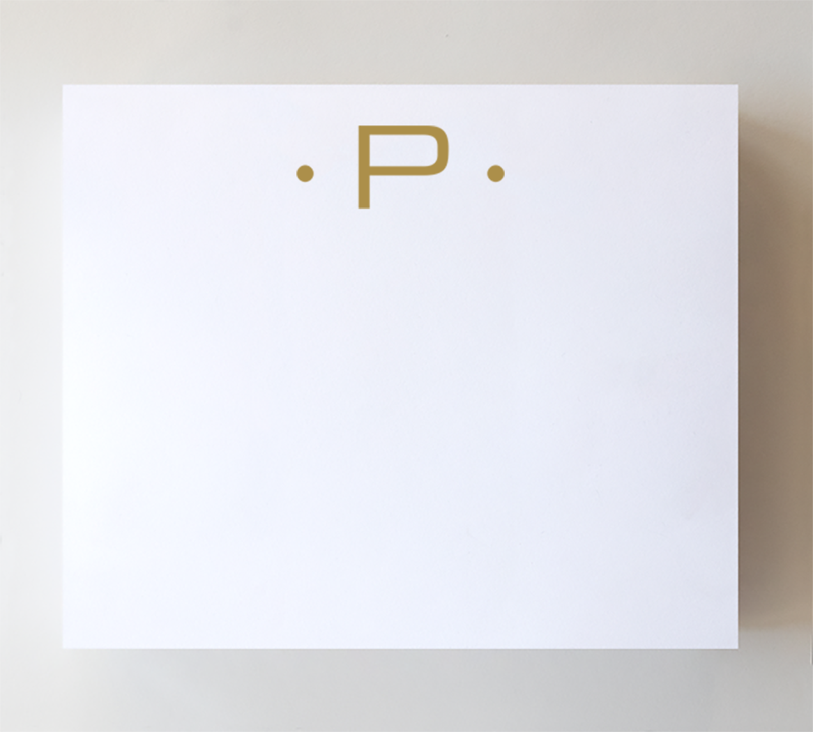 Initial Notepads with Acrylic Tray - Luxe Gold Foil: O