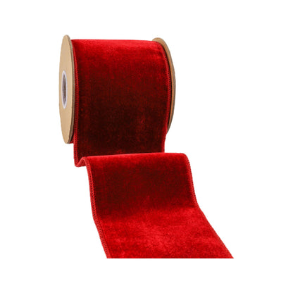 Premium Red Velvet Ribbon with Metallic Backing, 5 Yards