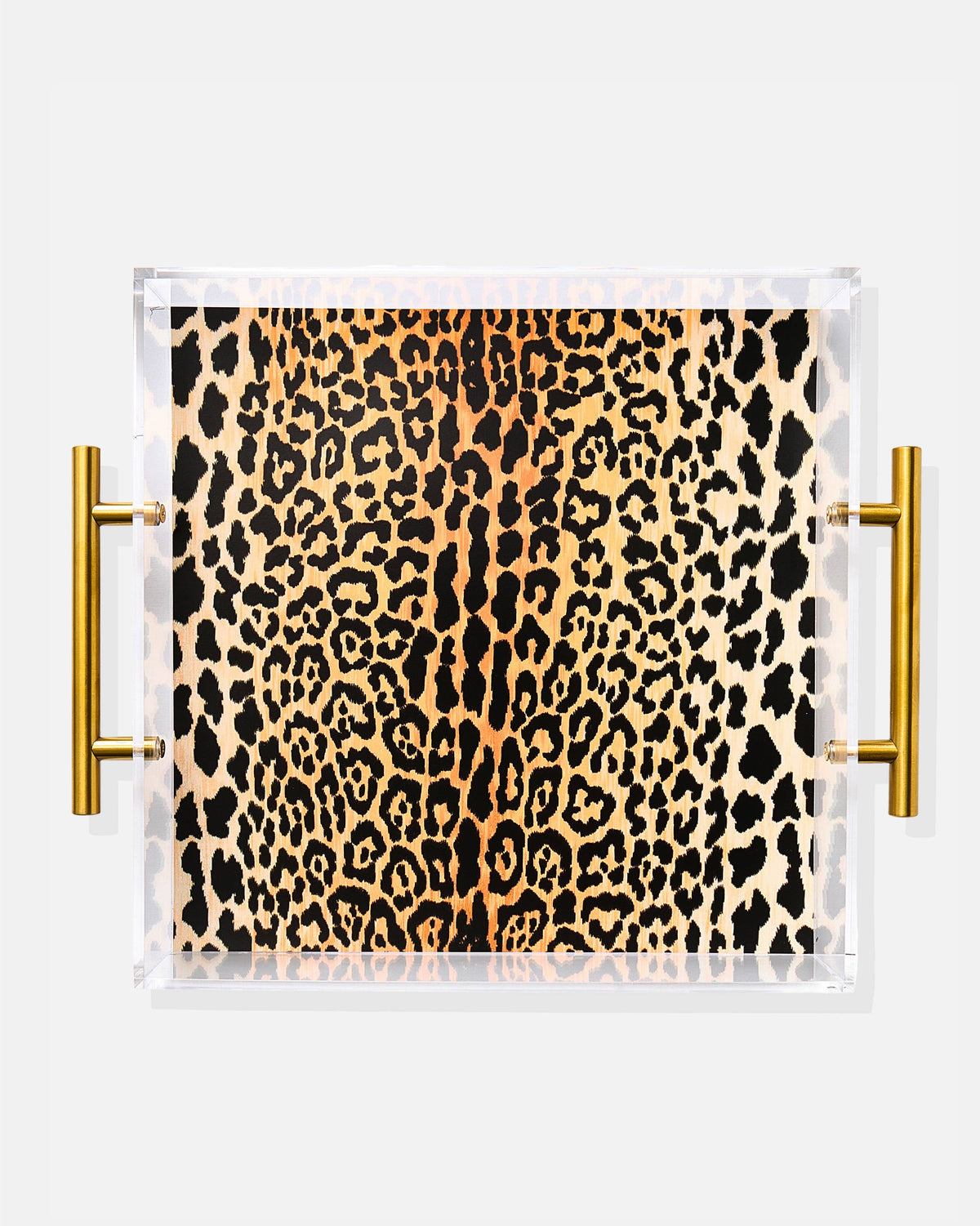 Leopard Print Acrylic Tray With Gold Handles
