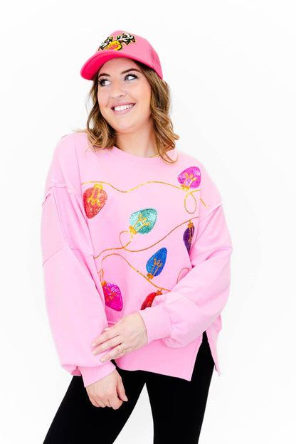 All Knotted Up Sequin Lights Oversized Top: Black / L/XL - Bria Blair Creative