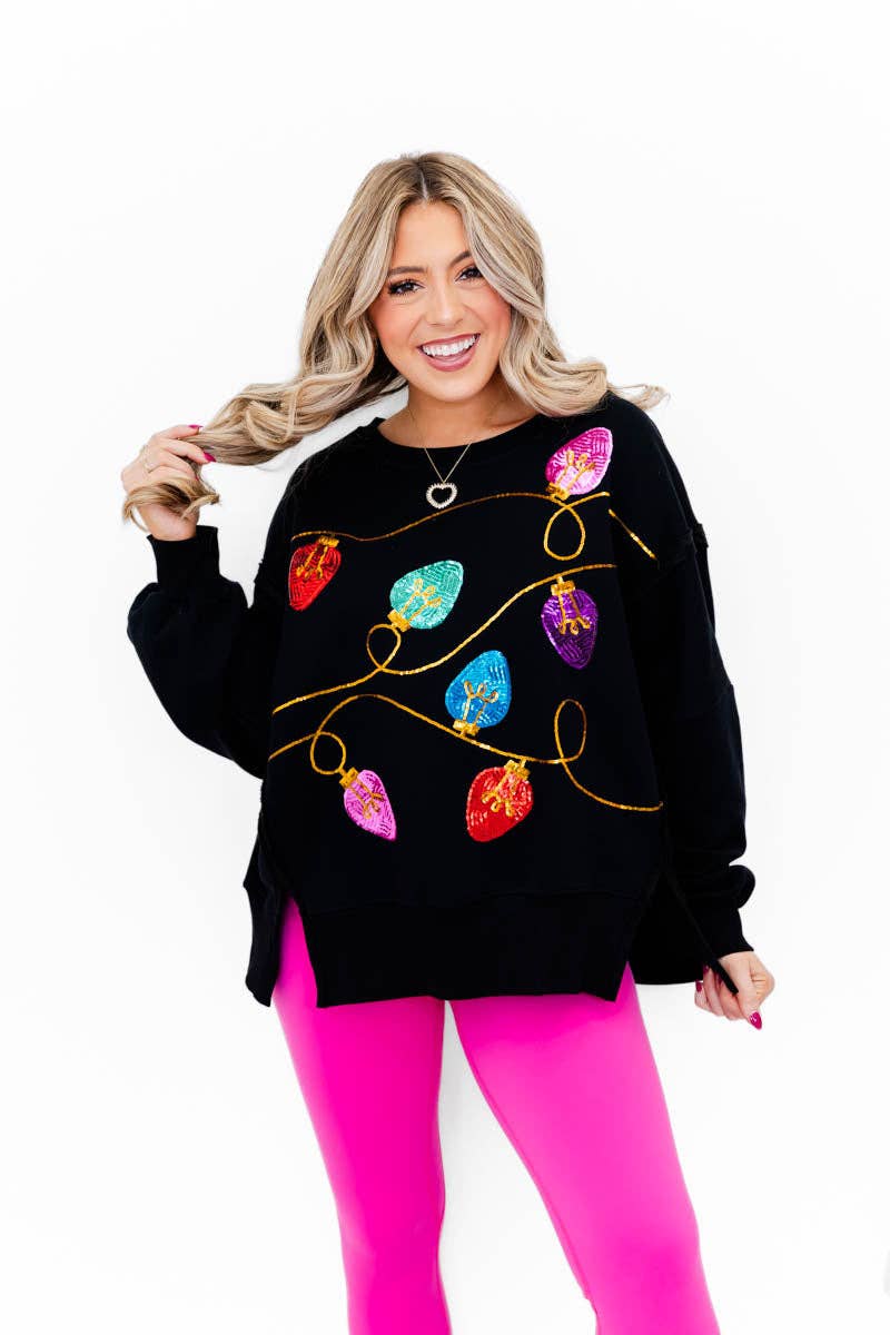 All Knotted Up Sequin Lights Oversized Top: Pink / S/M - Bria Blair Creative