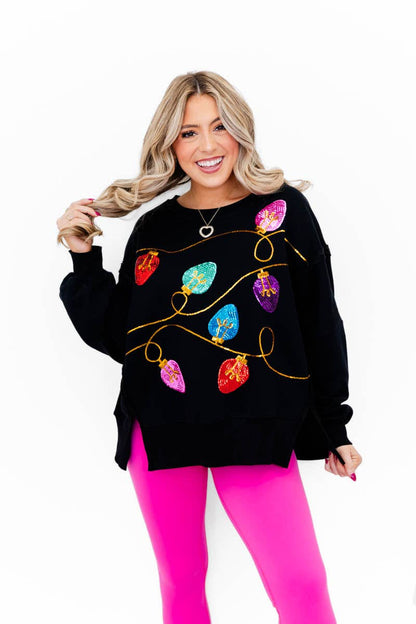 All Knotted Up Sequin Lights Oversized Top: Pink / S/M - Bria Blair Creative