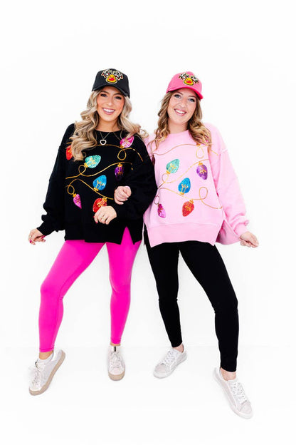All Knotted Up Sequin Lights Oversized Top: Pink / S/M - Bria Blair Creative