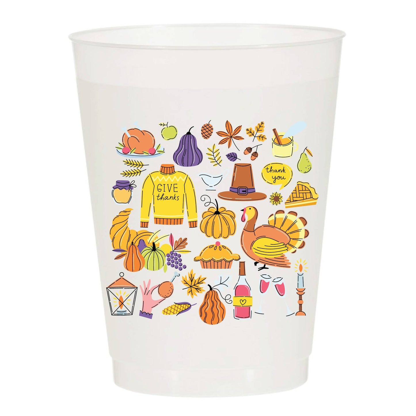 All Things Thanksgiving Collage Frosted Cups - Thanksgiving: Pack of 6 - Bria Blair Creative