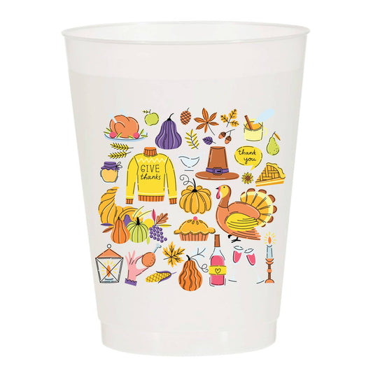 All Things Thanksgiving Collage Frosted Cups - Thanksgiving: Pack of 6 - Bria Blair Creative