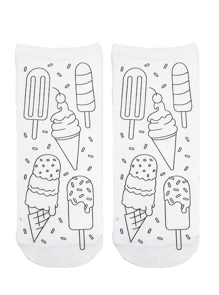 Ankle Socks - DIY Coloring Kit - Frozen Ice Cream Treats - Bria Blair Creative