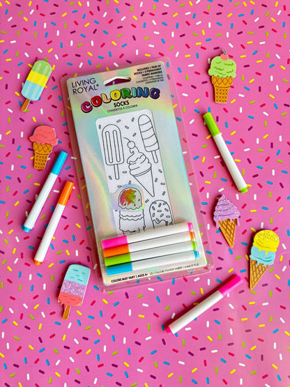 Ankle Socks - DIY Coloring Kit - Frozen Ice Cream Treats - Bria Blair Creative