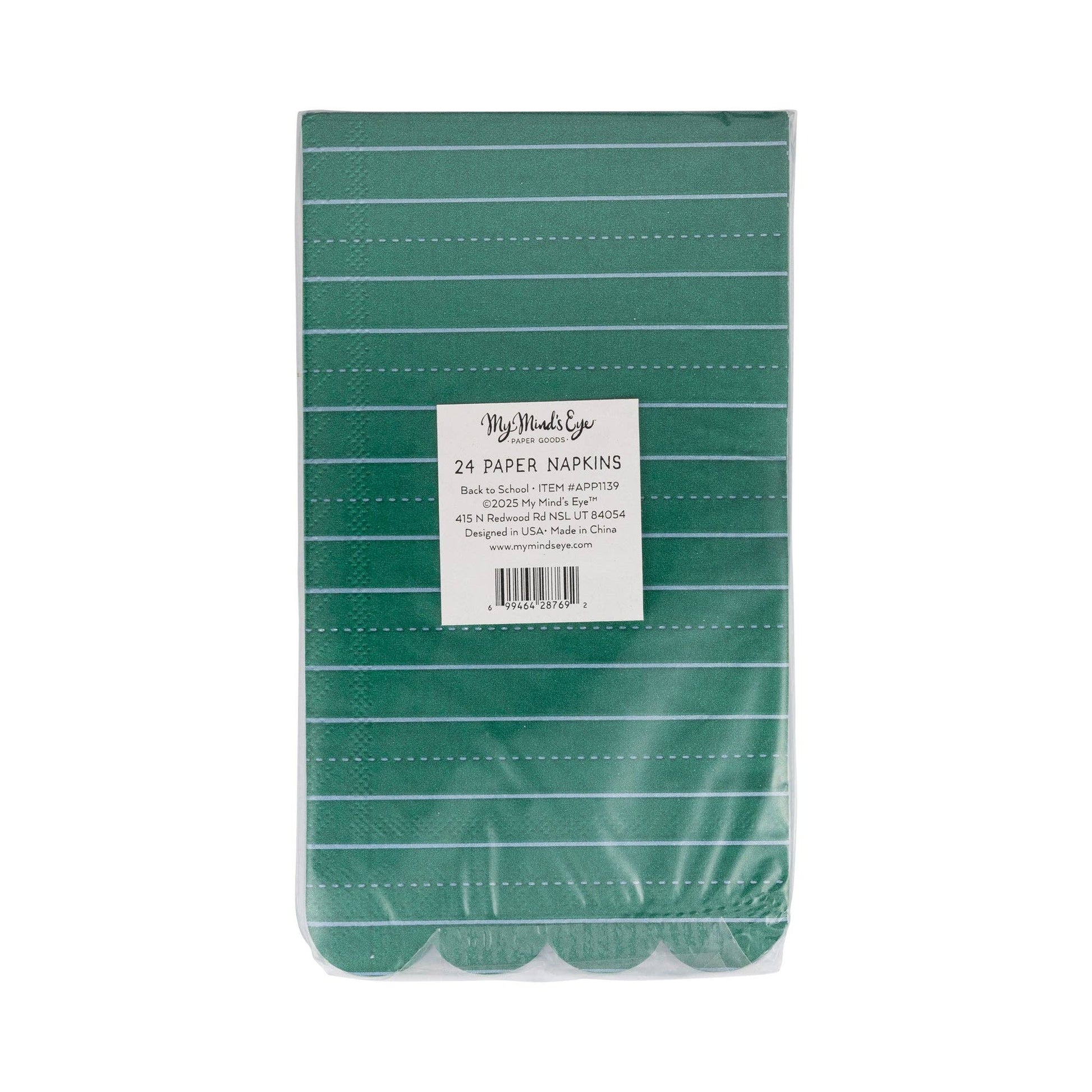 APP1139 - Green Ruled Paper Dinner Napkin - 24 count - Bria Blair Creative