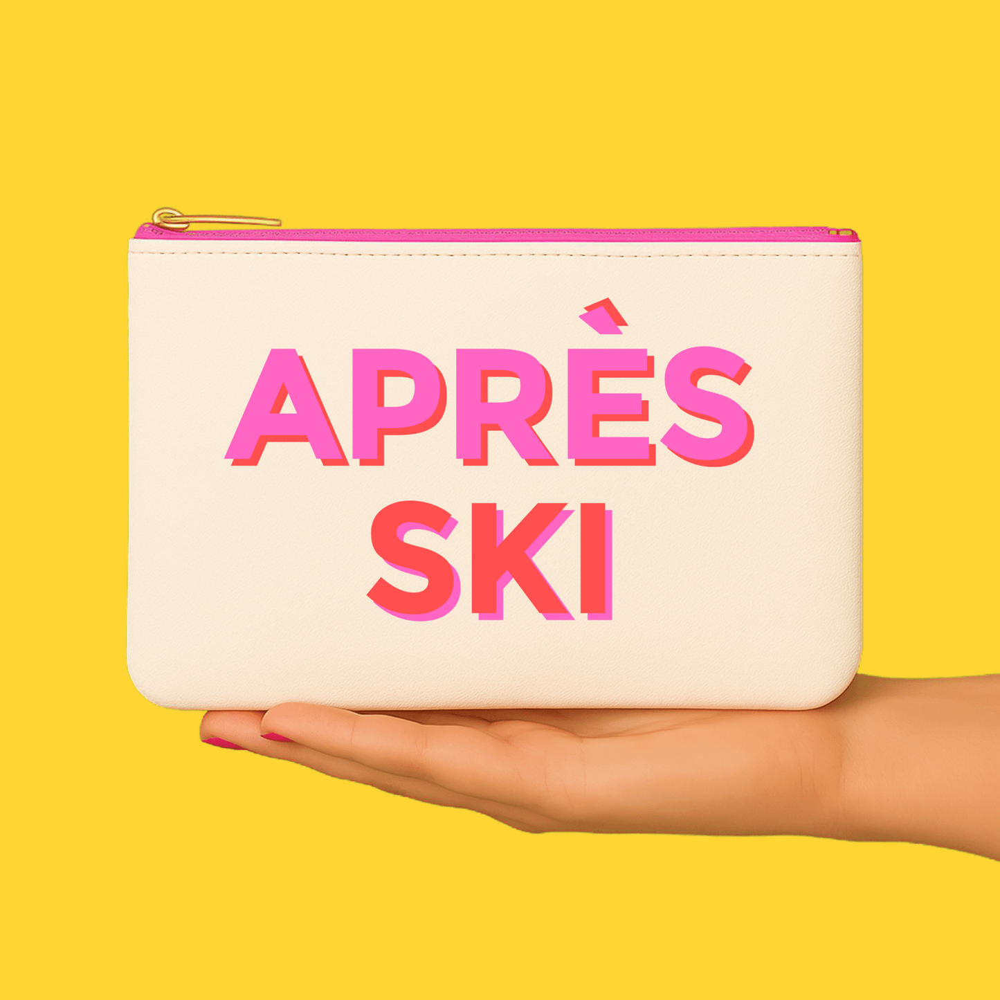 Apres Ski Leather Bag pouch winter ski gift cosmetic bag - Bria Blair Creative