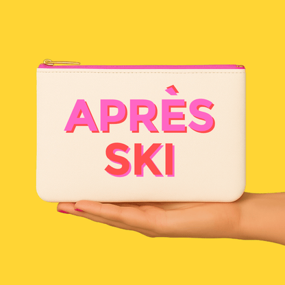 Apres Ski Leather Bag pouch winter ski gift cosmetic bag - Bria Blair Creative