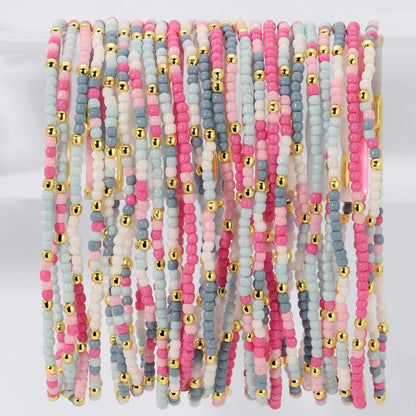 Assorted 2mm Stretch Seed Bead Bracelets: Grey/Light Blue/Pink - Bria Blair Creative