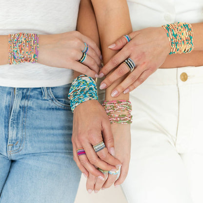 Assorted 2mm Stretch Seed Bead Bracelets: Grey/Light Blue/Pink - Bria Blair Creative