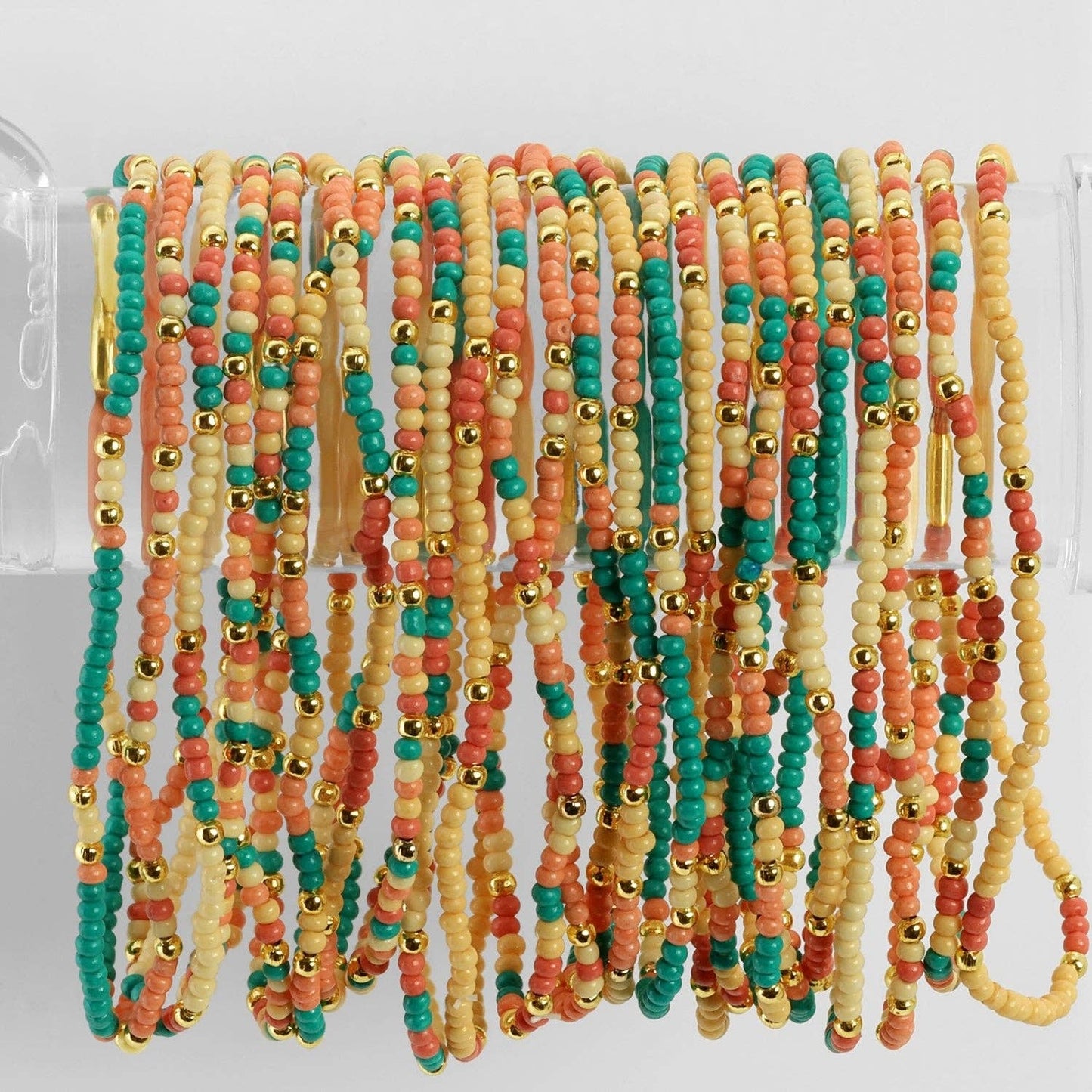 Assorted 2mm Stretch Seed Bead Bracelets: Grey/Light Blue/Pink - Bria Blair Creative