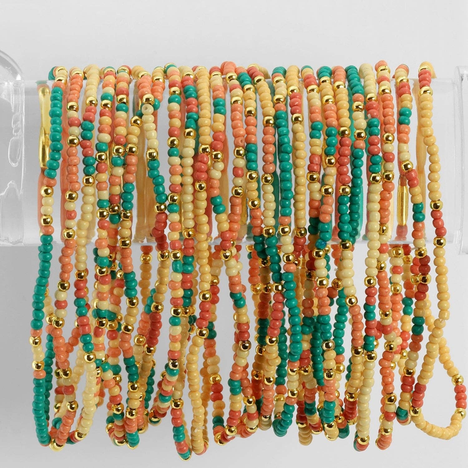 Assorted 2mm Stretch Seed Bead Bracelets: Grey/Light Blue/Pink - Bria Blair Creative