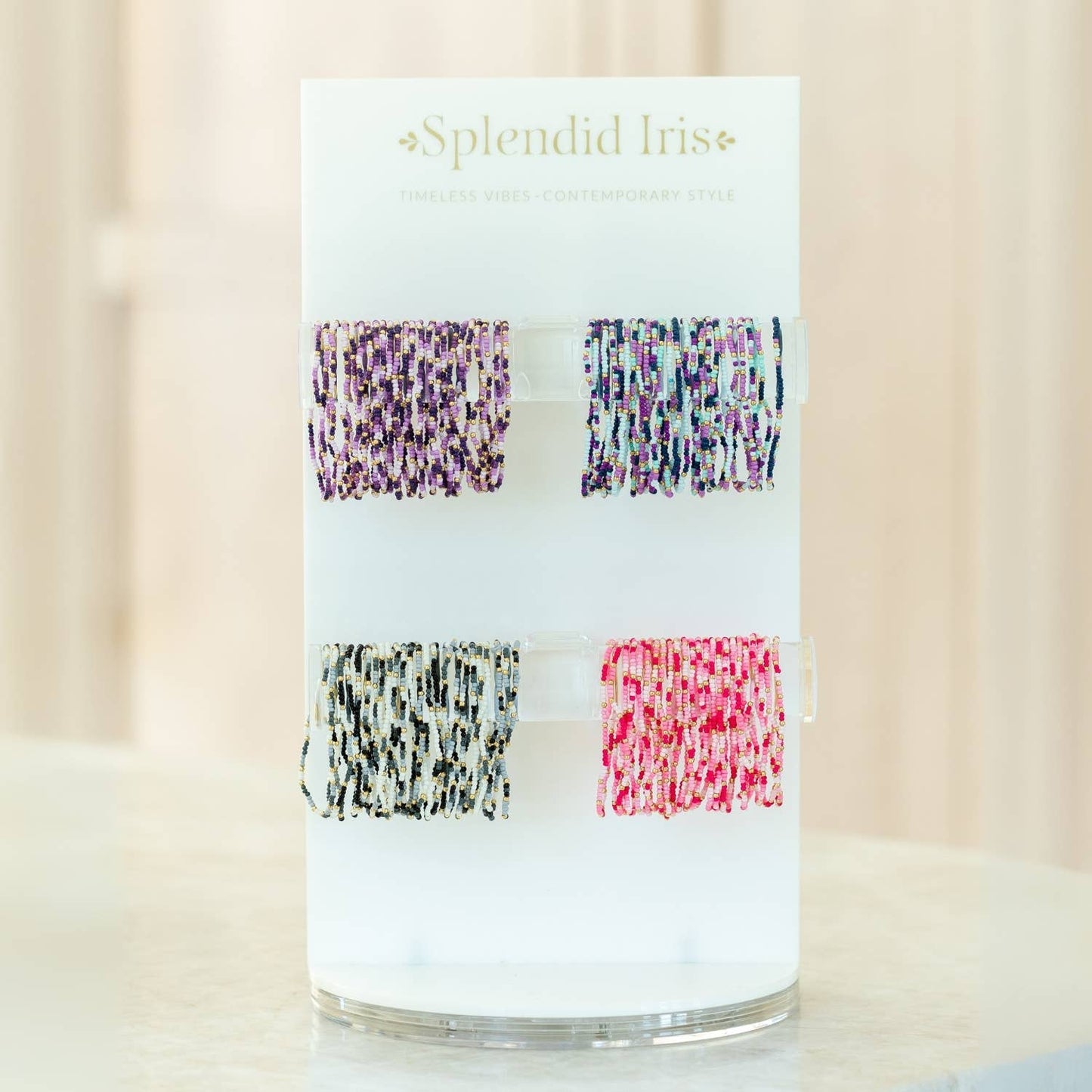 Assorted 2mm Stretch Seed Bead Bracelets: Grey/Light Blue/Pink - Bria Blair Creative