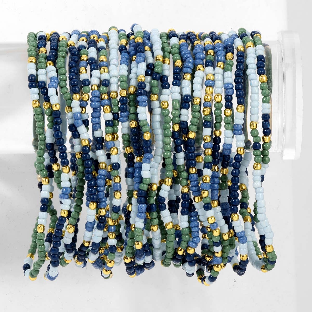 Assorted 2mm Stretch Seed Bead Bracelets: Grey/Light Blue/Pink - Bria Blair Creative