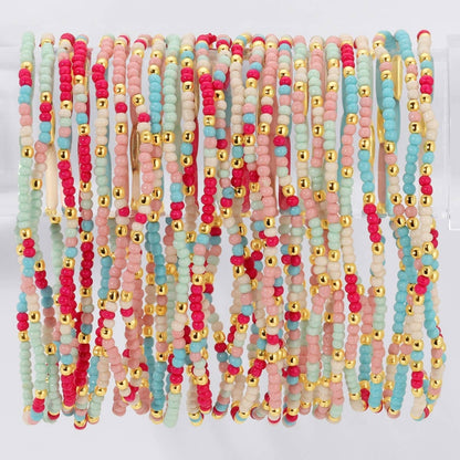 Assorted 2mm Stretch Seed Bead Bracelets: Grey/Light Blue/Pink - Bria Blair Creative