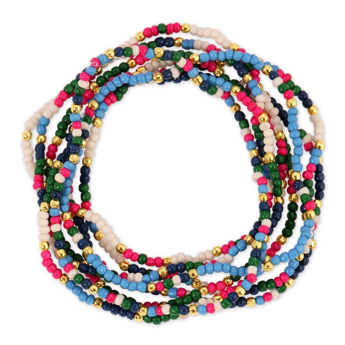 Assorted 2mm Stretch Seed Bead Bracelets: Olive Brown/Ivory/Blue - Bria Blair Creative