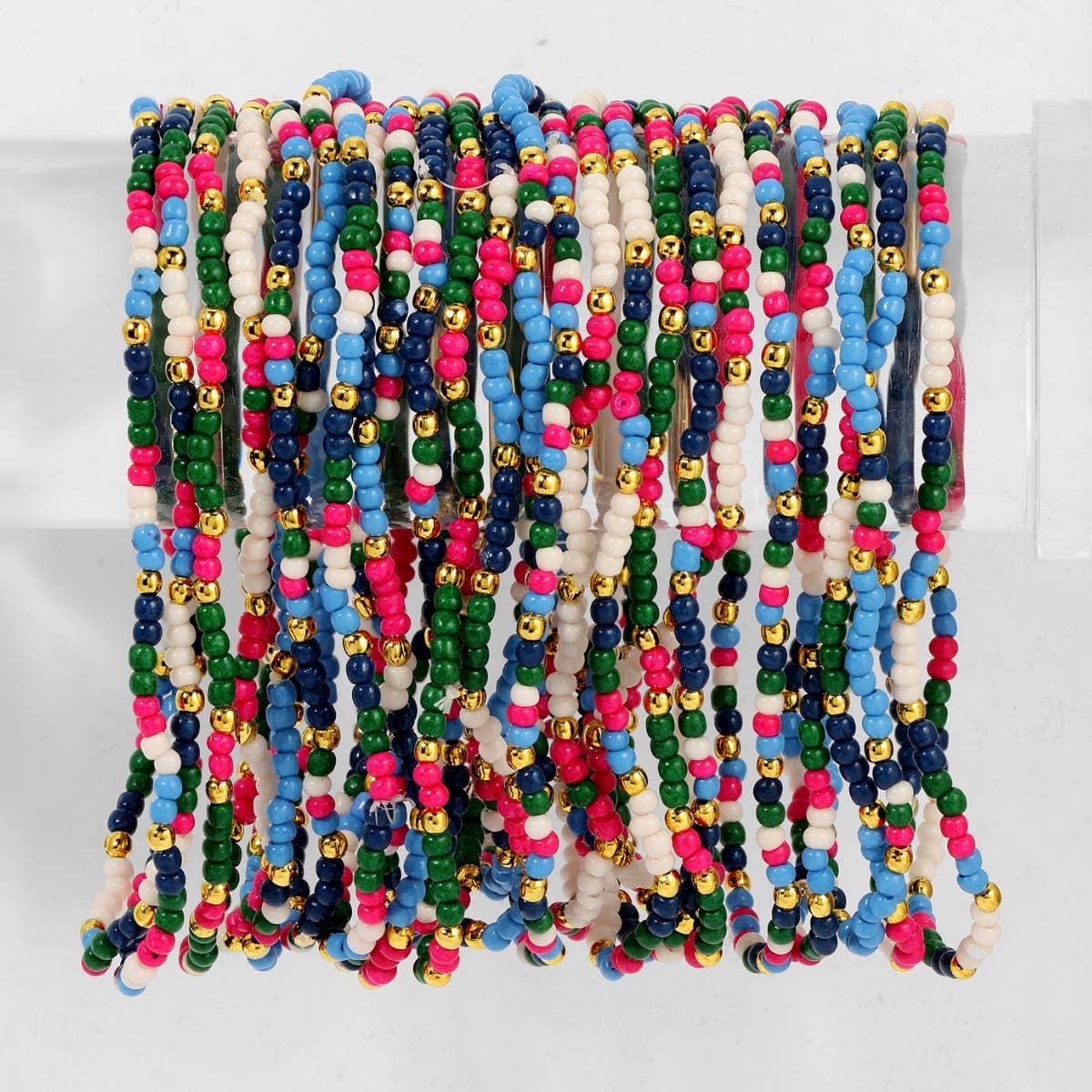 Assorted 2mm Stretch Seed Bead Bracelets: Olive Brown/Ivory/Blue - Bria Blair Creative