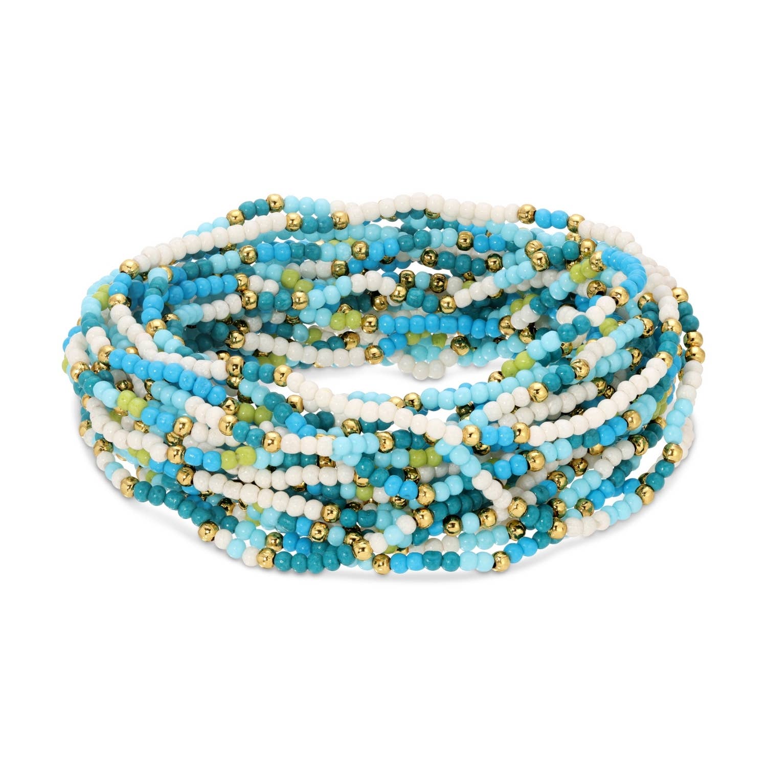 Assorted 2mm Stretch Seed Bead Bracelets: Olive Brown/Ivory/Blue - Bria Blair Creative
