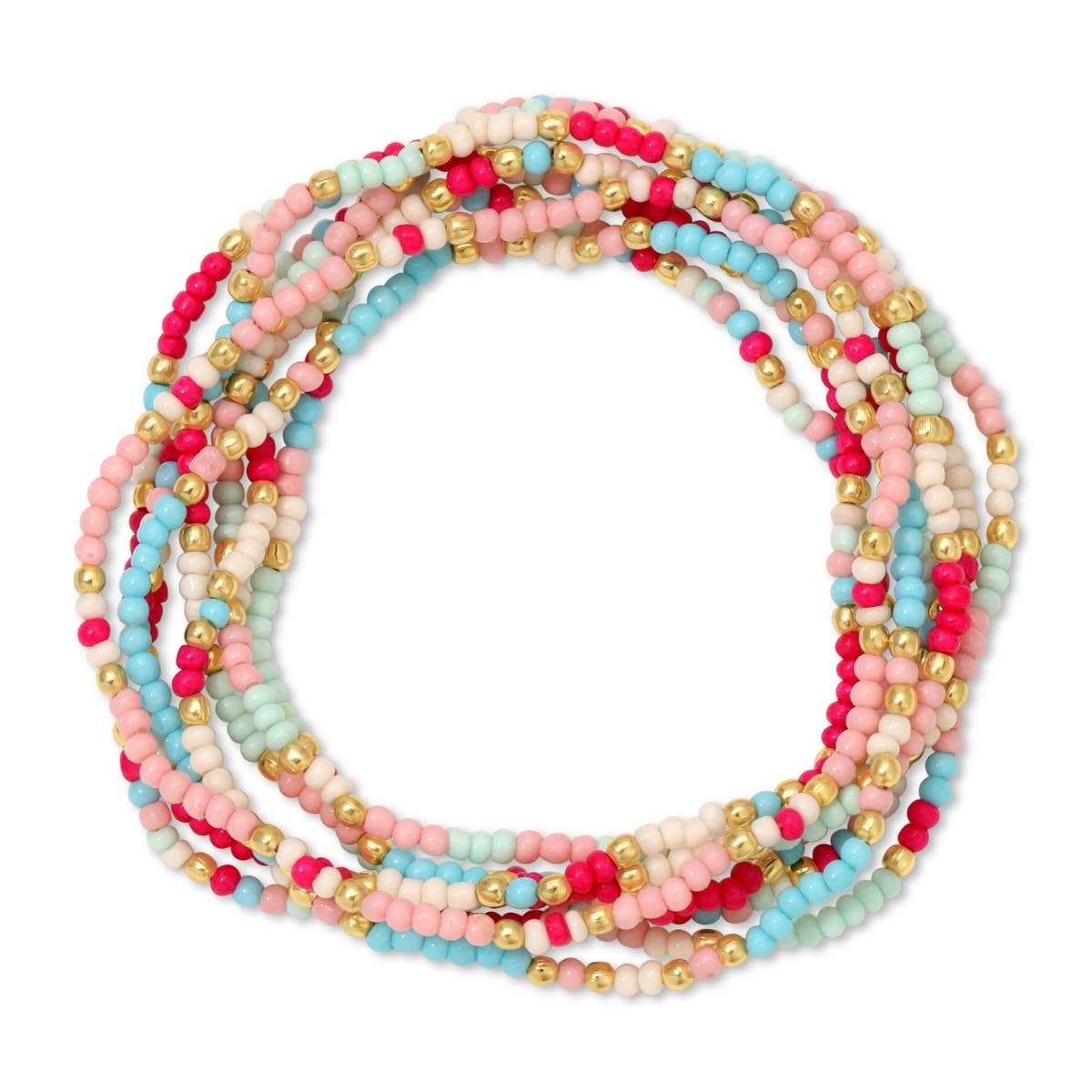 Assorted 2mm Stretch Seed Bead Bracelets: Olive Brown/Ivory/Blue - Bria Blair Creative