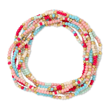 Assorted 2mm Stretch Seed Bead Bracelets: Olive Brown/Ivory/Blue - Bria Blair Creative