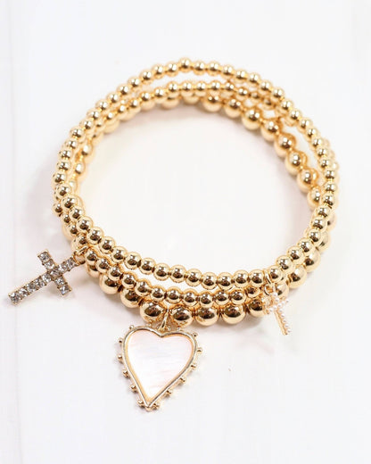 Aylin Gold Beaded Charm Bracelet Gold: Default - Bria Blair Creative