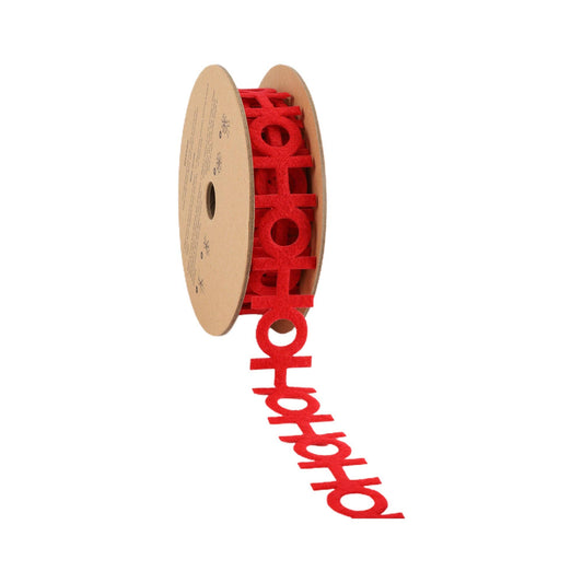 1" Ultra Sonic Trim | Ho Ho Ho on Red | 10 Yard Roll