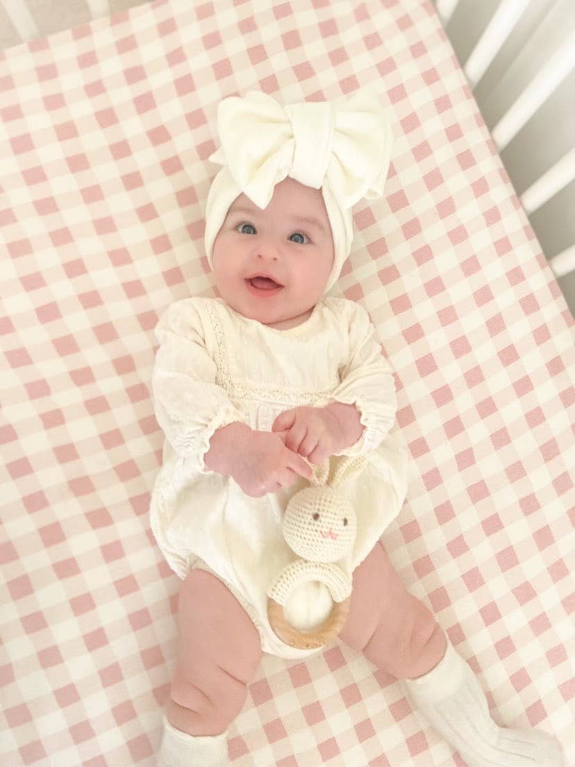 Baby Teething Toy Rattle Wood Ring Crochet (Bunny) - Bria Blair Creative