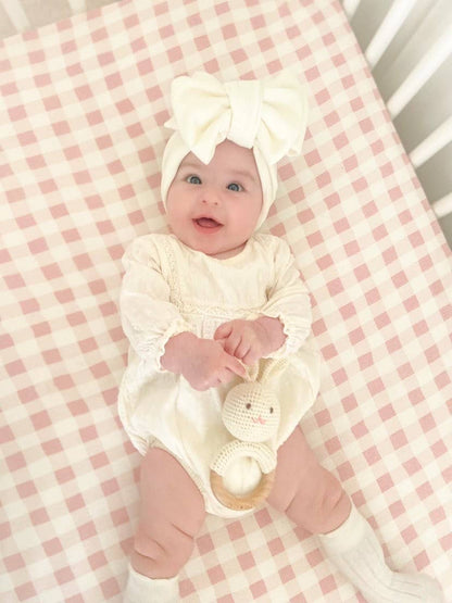 Baby Teething Toy Rattle Wood Ring Crochet (Bunny) - Bria Blair Creative