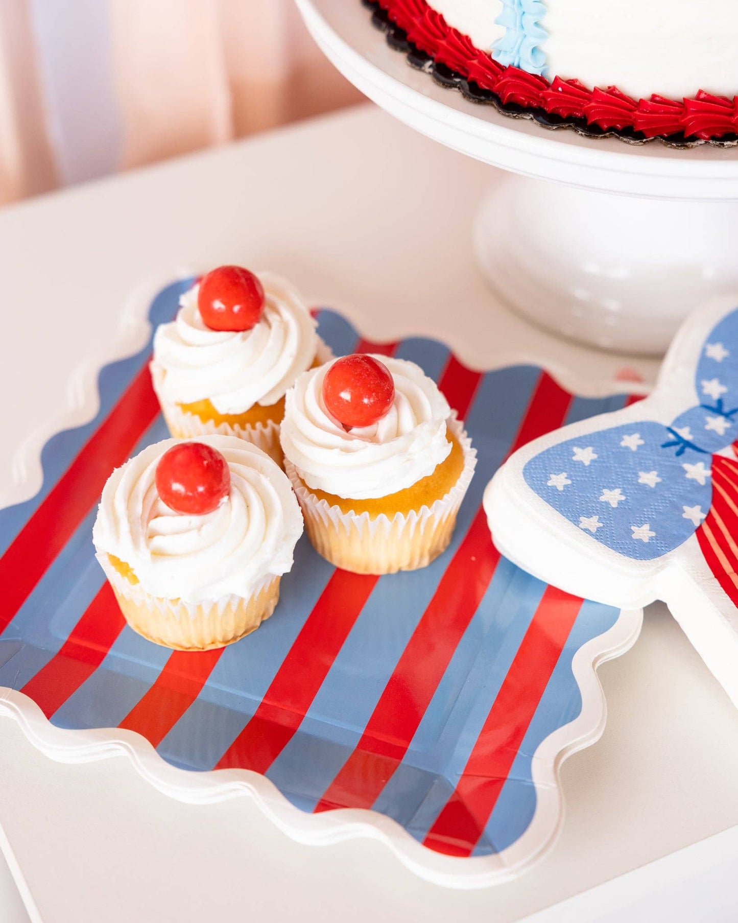 BAM1241 - Blue & Red Striped Paper Plate - 9" - Bria Blair Creative