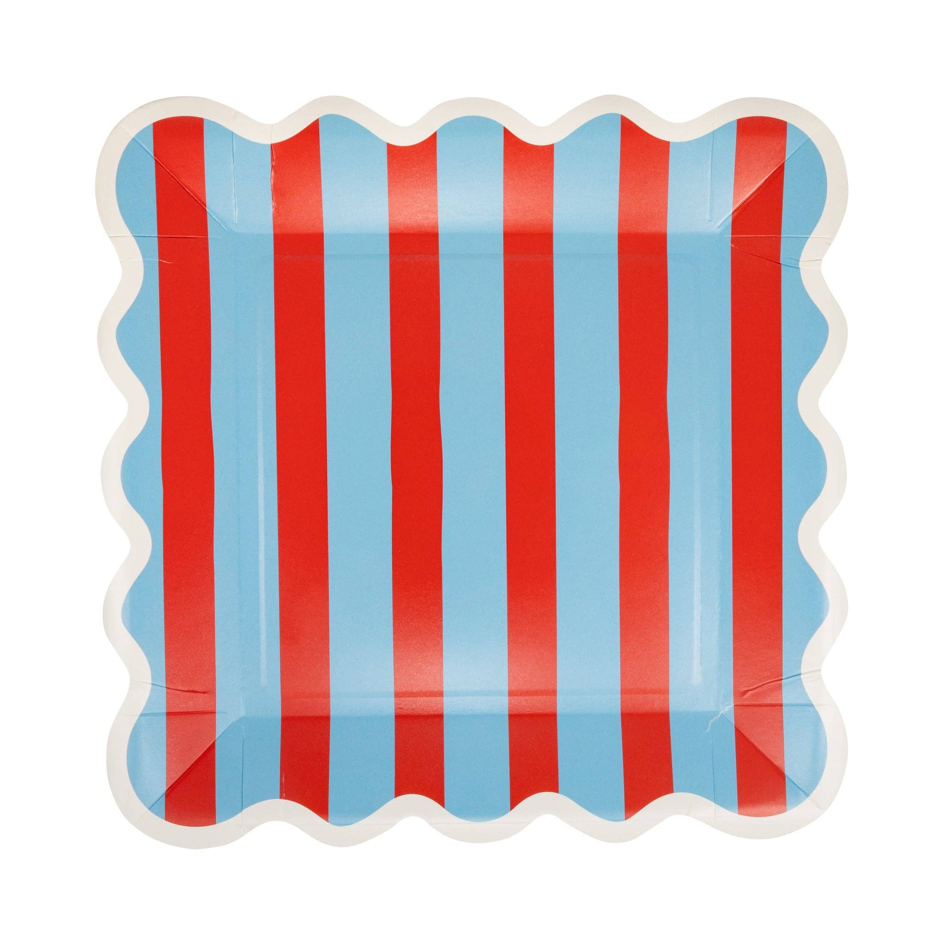 BAM1241 - Blue & Red Striped Paper Plate - 9" - Bria Blair Creative
