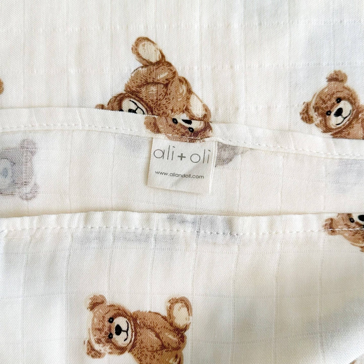 Bamboo Muslin Swaddle Blanket (Teddy Bear) - Bria Blair Creative