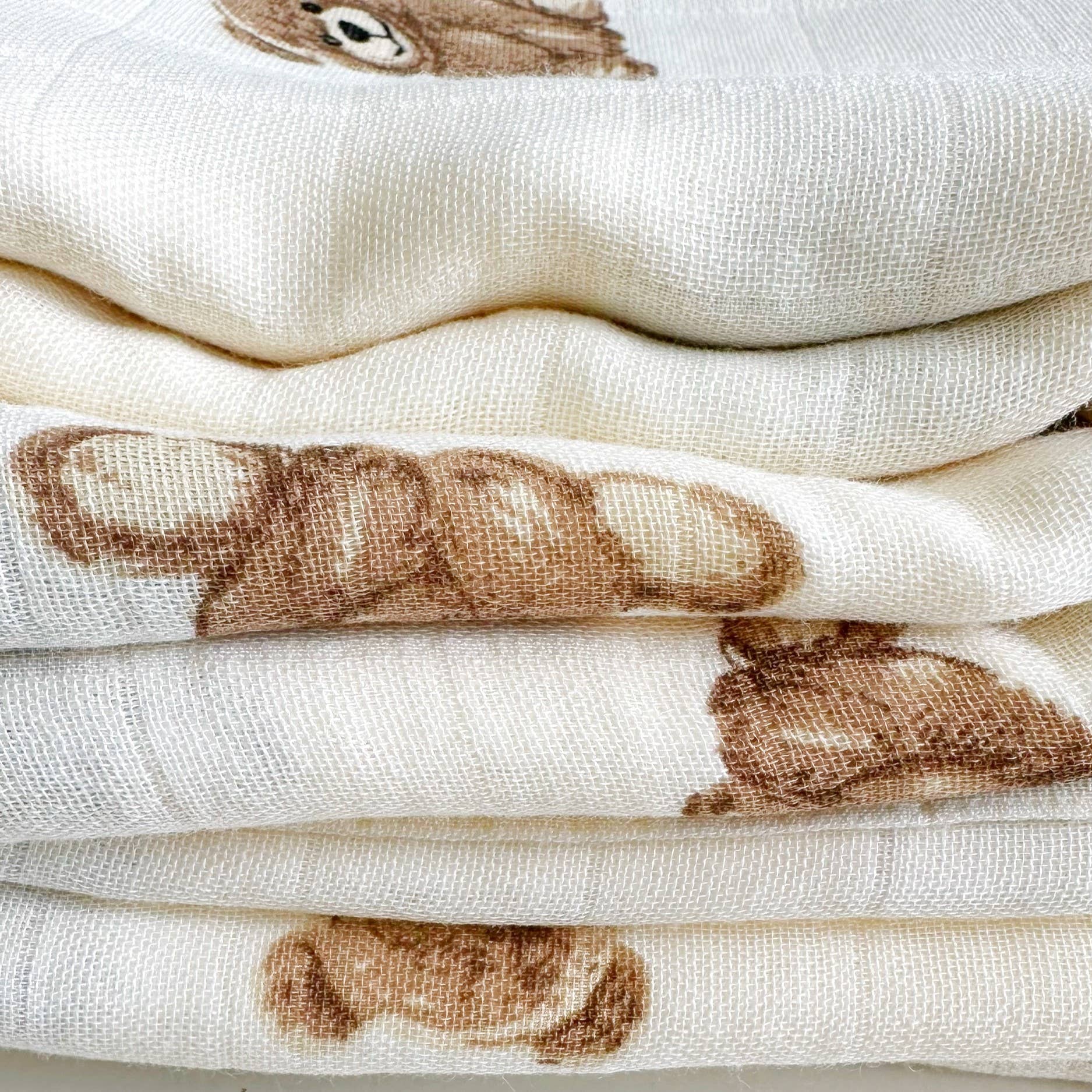 Bamboo Muslin Swaddle Blanket (Teddy Bear) - Bria Blair Creative