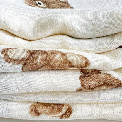 Bamboo Muslin Swaddle Blanket (Teddy Bear) - Bria Blair Creative