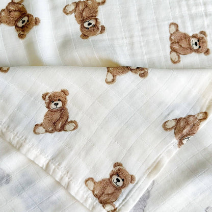 Bamboo Muslin Swaddle Blanket (Teddy Bear) - Bria Blair Creative