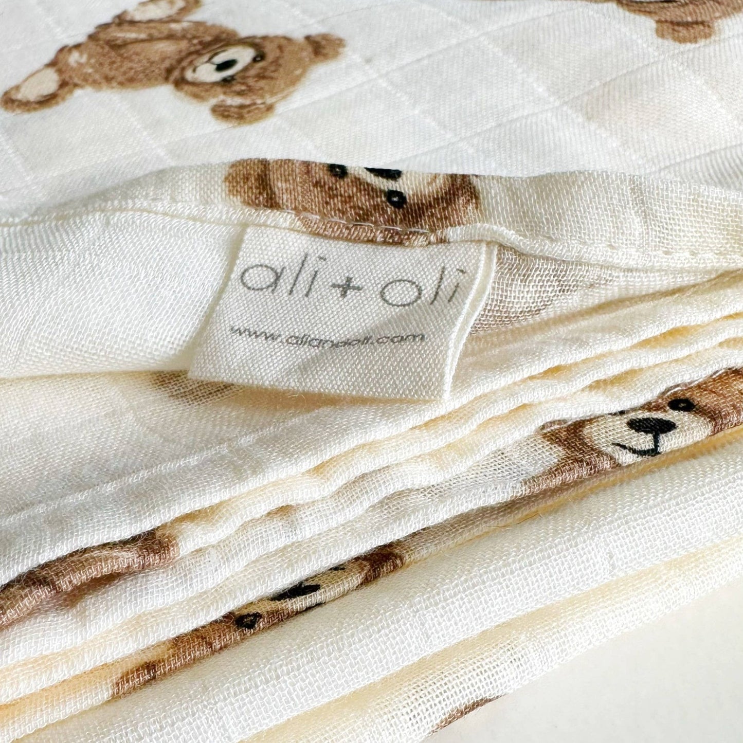 Bamboo Muslin Swaddle Blanket (Teddy Bear) - Bria Blair Creative