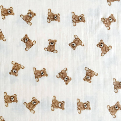 Bamboo Muslin Swaddle Blanket (Teddy Bear) - Bria Blair Creative