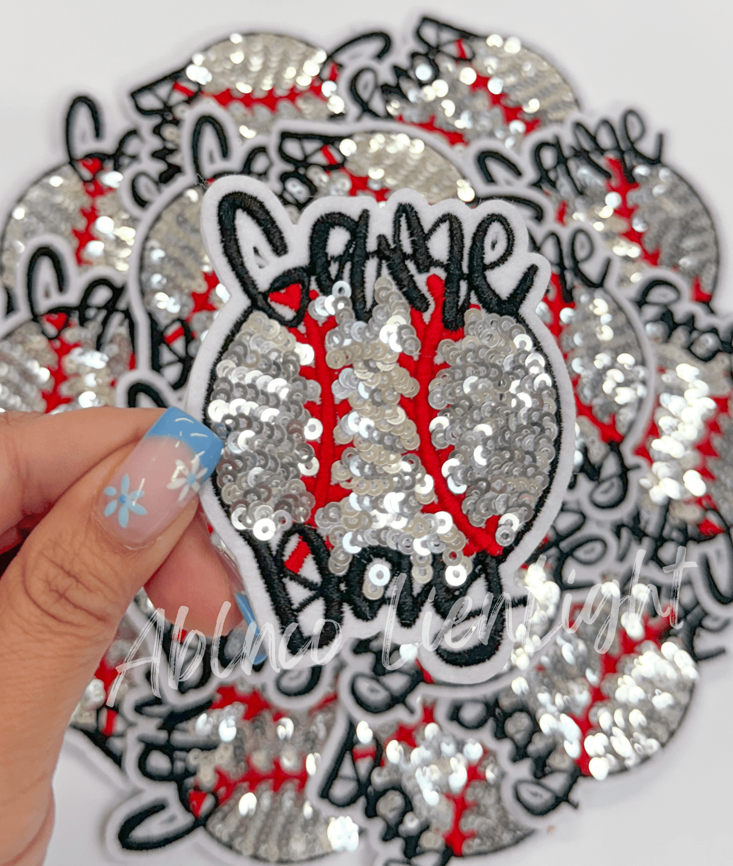 Baseball game day sequins embroidery hat patch iron on - Bria Blair Creative