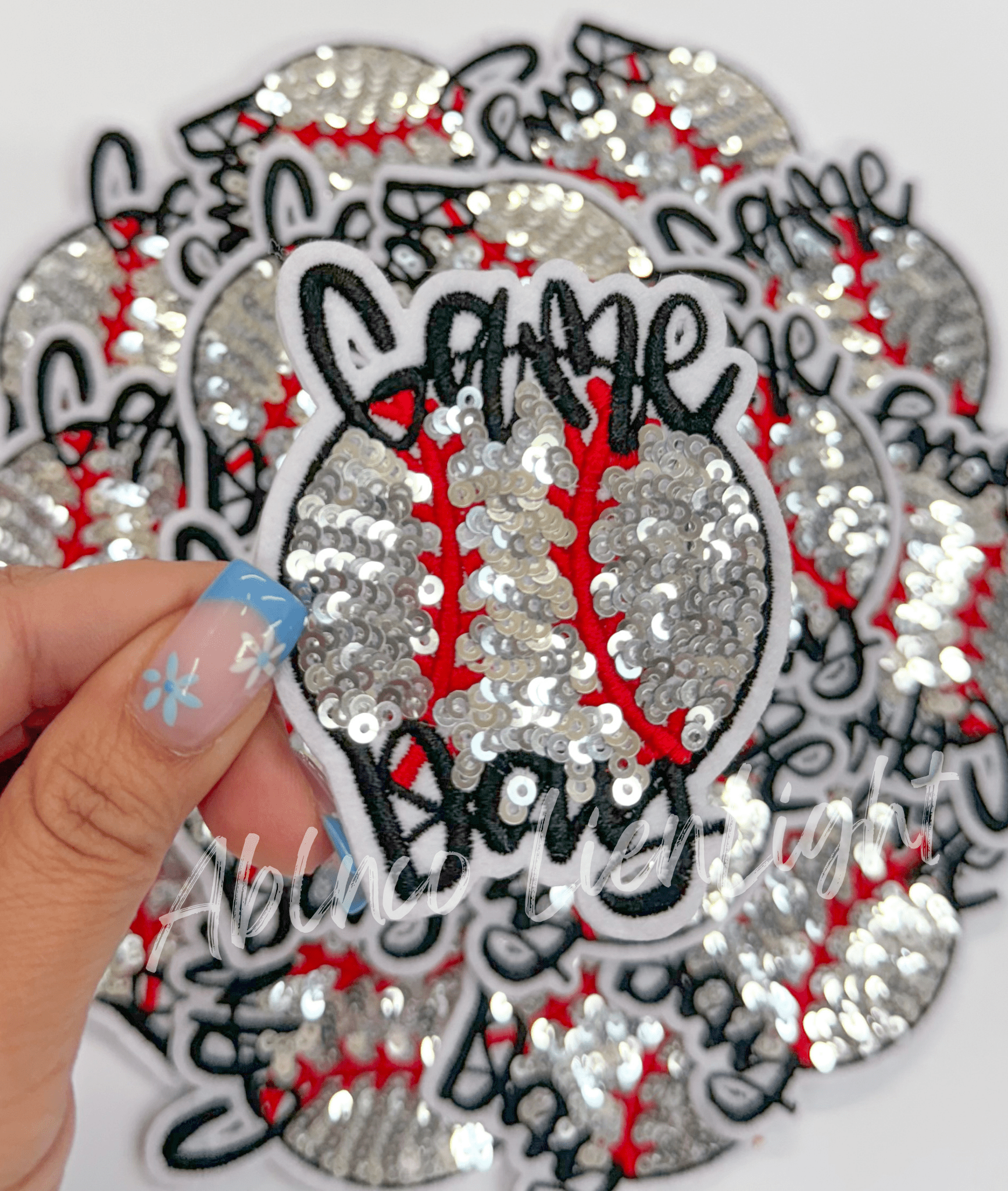 Baseball game day sequins embroidery hat patch iron on - Bria Blair Creative