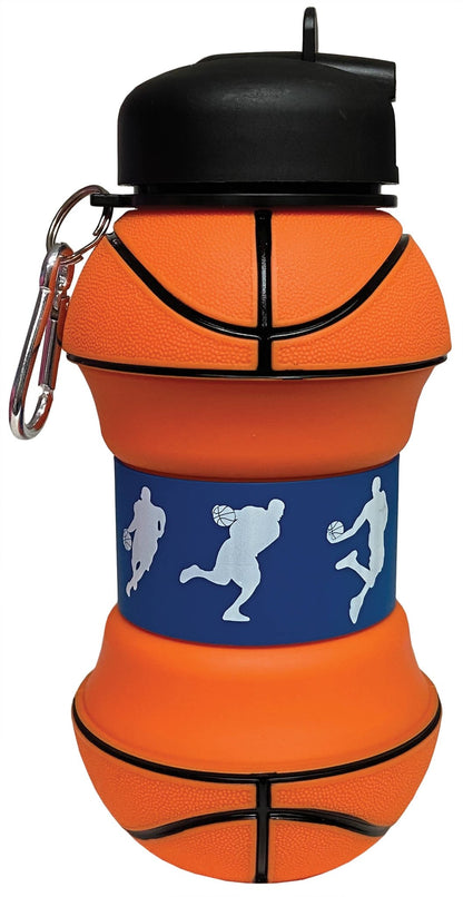 Basketball Silicone Collapsible Water Bottle - Bria Blair Creative