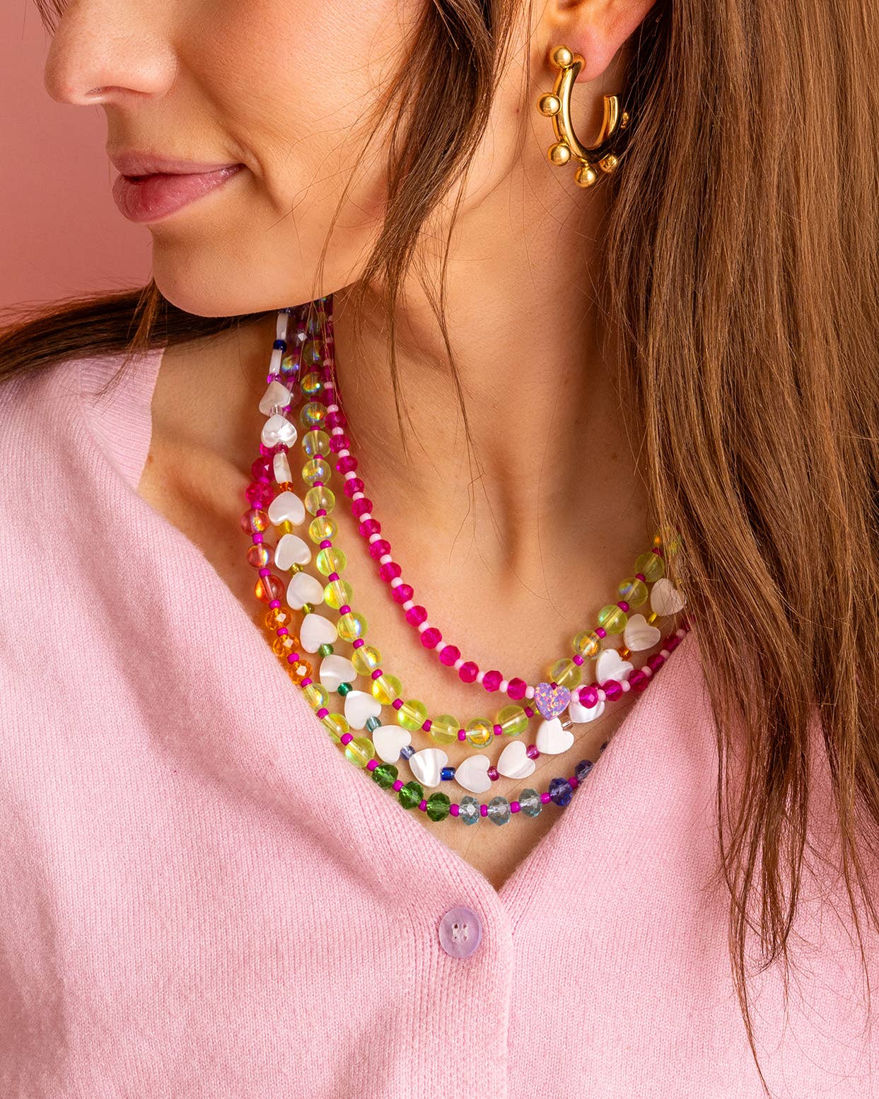 Beaded Necklace - Multi - Colored + Pink - Natalie - Bria Blair Creative