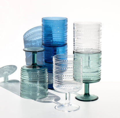 Beaded Stacking Goblet, Clear, 14.8 oz: Blue - Bria Blair Creative